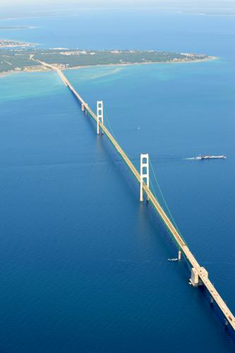 Nick  Mackinaw Bridge with Ship 0642