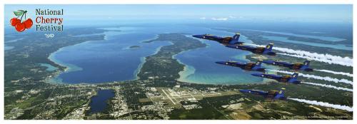 Blue Angels over Grand Traverse Bay Panoramic N-S